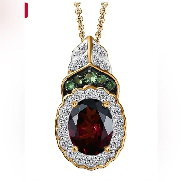 Rhodolite Garnet and Multi Gemstone 2.75 ctw Regal Bloom Pendant Necklace - Picture 2 of 6